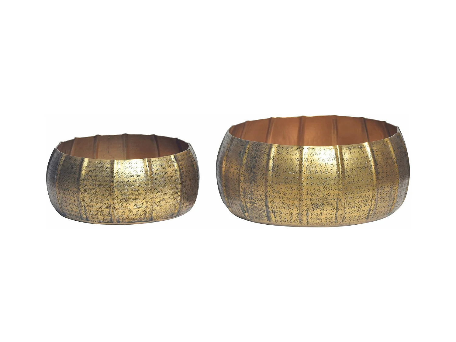Lot de 2 Cache-Pots Métal Aluminium Martelée Ronde Jardinières Moderne