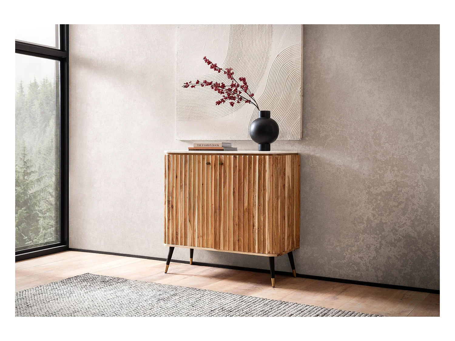 Bar de Maison en Bois Massif 65x91x50 cm Bar à Vin Véritable Marbre