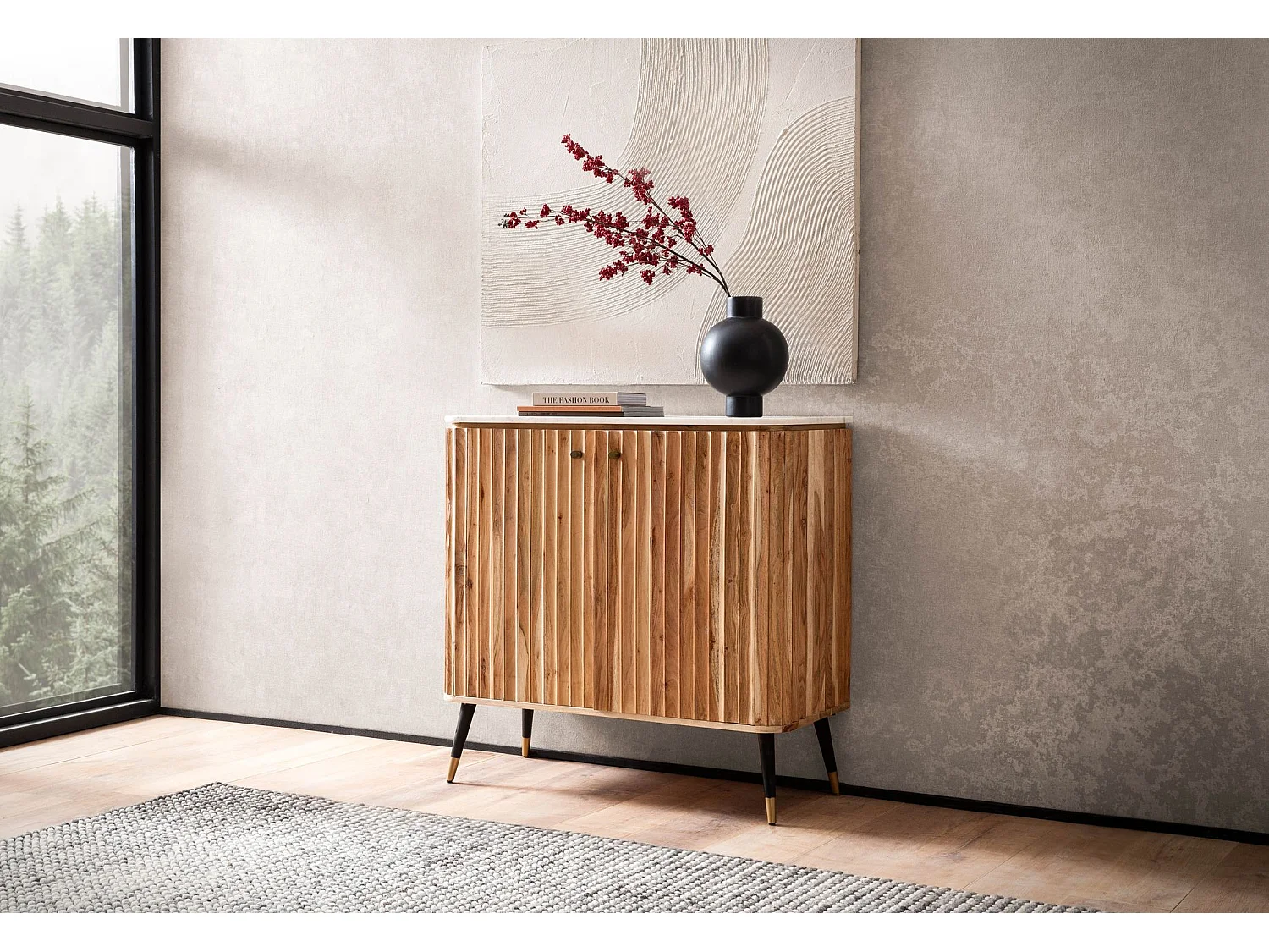 Bar de Maison en Bois Massif 65x91x50 cm Bar à Vin Véritable Marbre