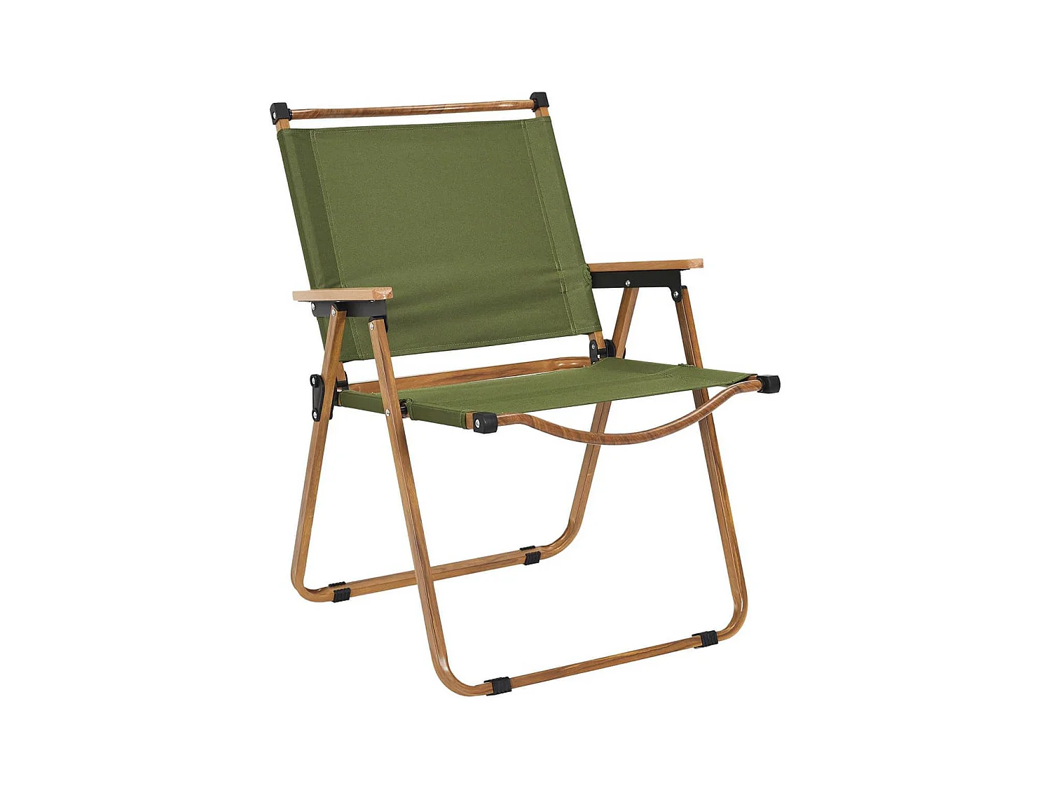 KAMPA - Chaise Pliante de Camping en Métal imitation bois et Toile Verte