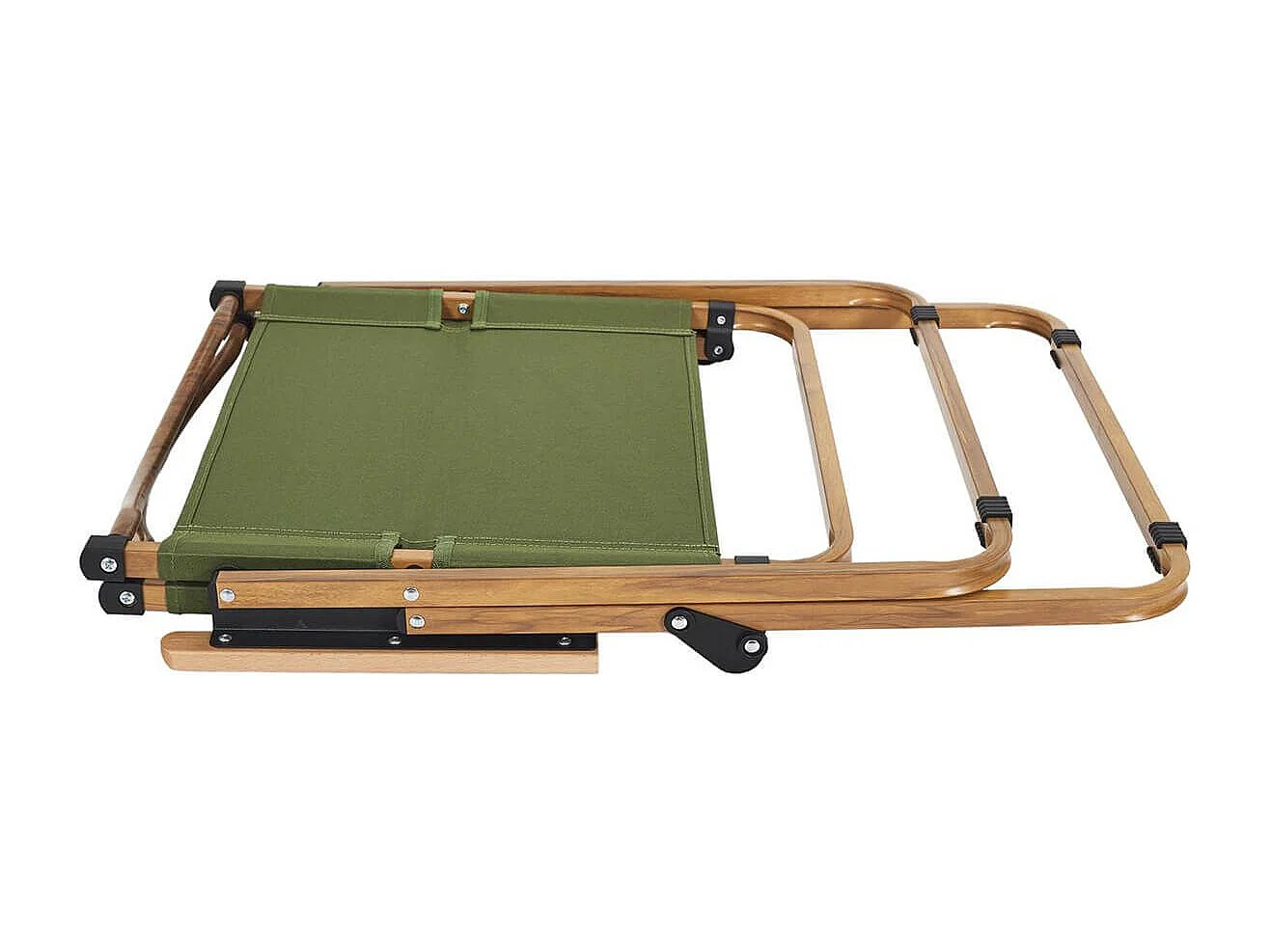 KAMPA - Chaise Pliante de Camping en Métal imitation bois et Toile Verte