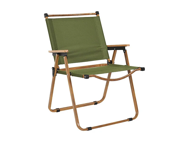 KAMPA - Chaise Pliante de Camping en Métal imitation bois et Toile Verte