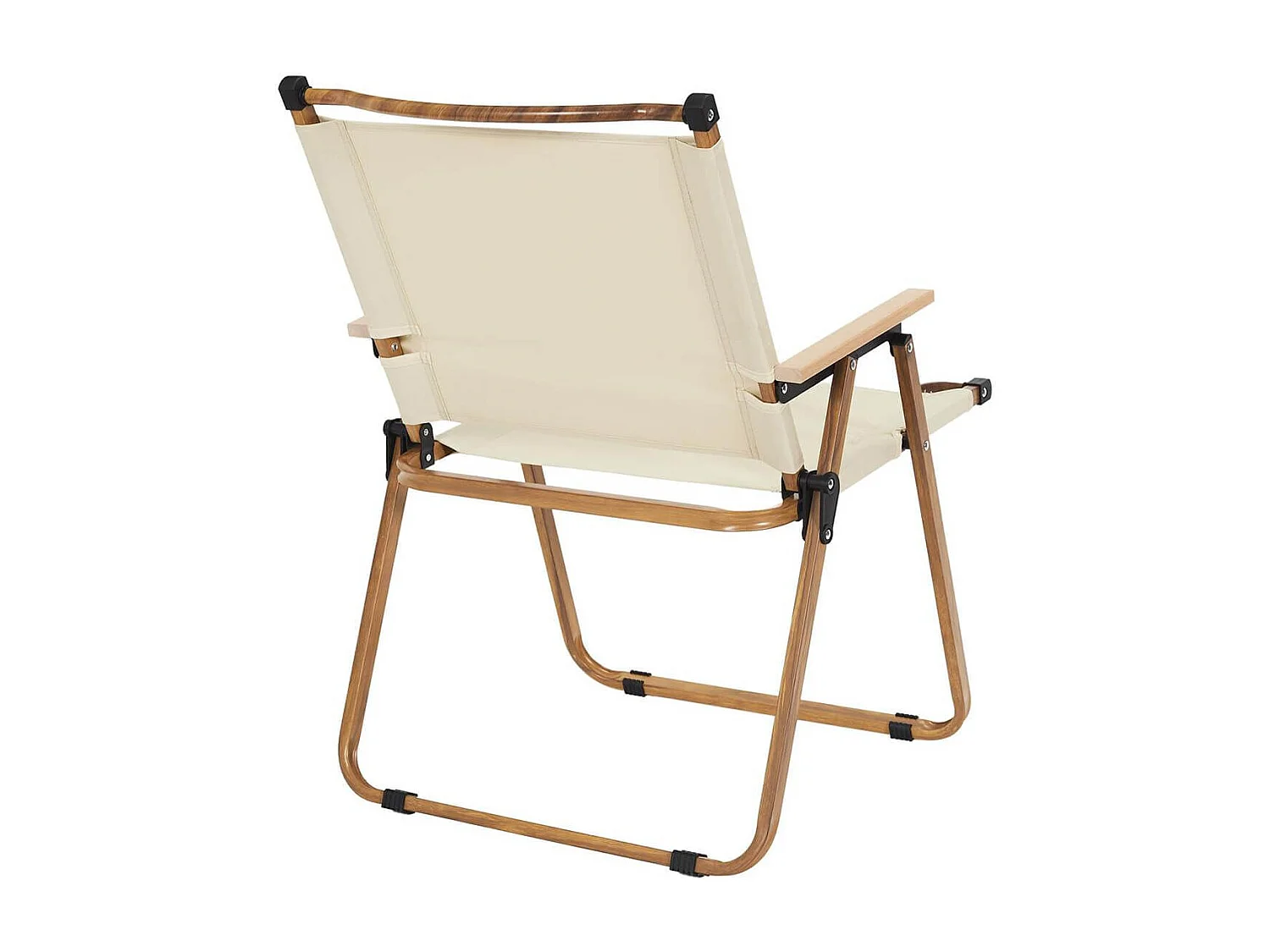 KAMPA - Chaise Pliante de Camping en Métal imitation bois et Toile Beige