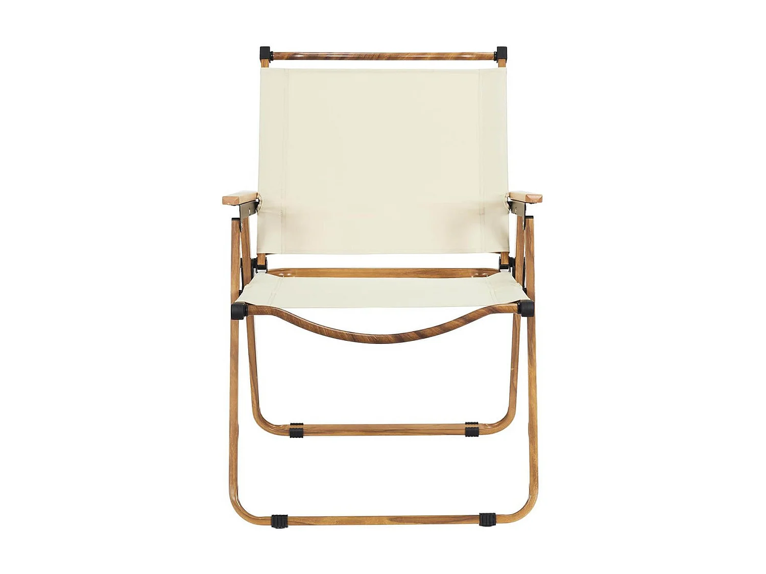 KAMPA - Chaise Pliante de Camping en Métal imitation bois et Toile Beige