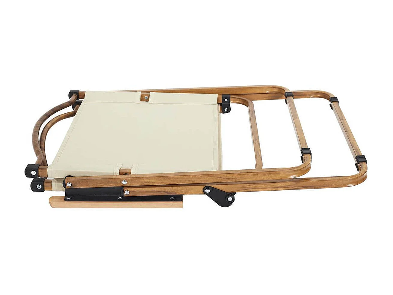 KAMPA - Chaise Pliante de Camping en Métal imitation bois et Toile Beige