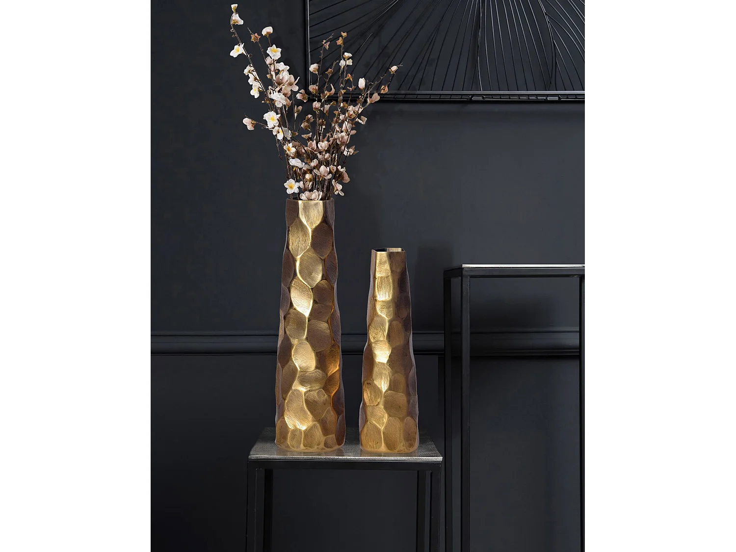 Vase Décorative Lot de 2 Aluminium Fleurs Décoration Intérieure Moderne