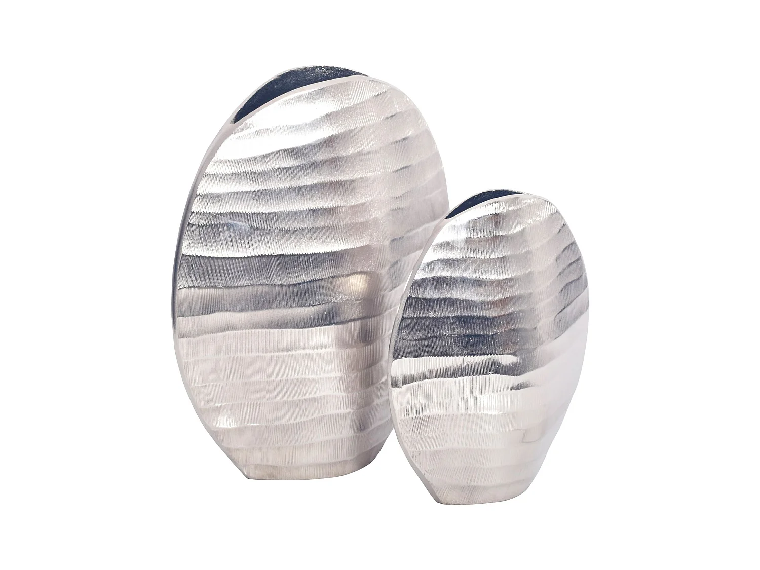 Vase Décorative Lot de 2 Aluminium Fleurs Décoration Motif Ondulé
