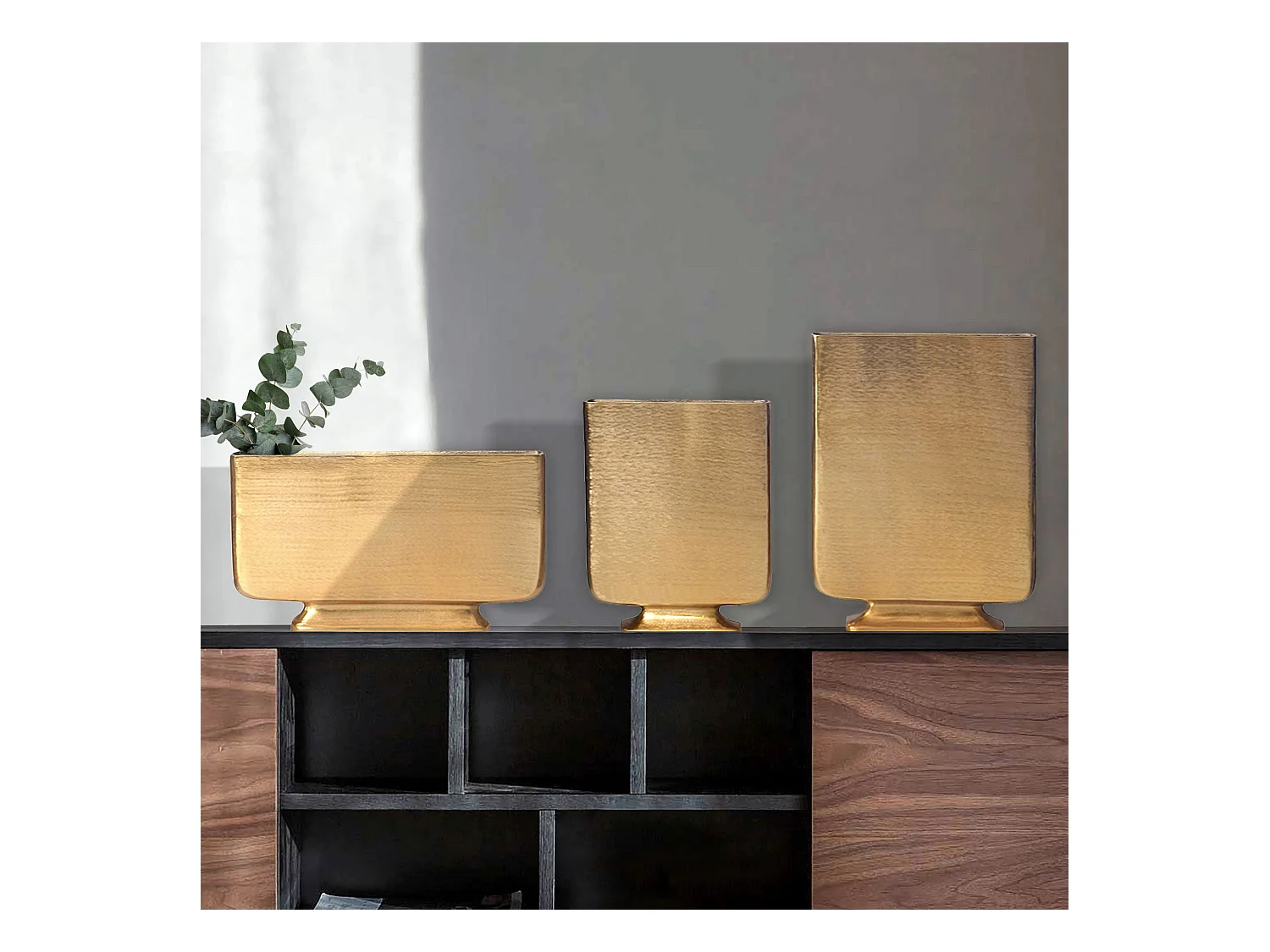 Vase Décorative Lot de 3 Aluminium Fleurs Décoration Intérieure Moderne