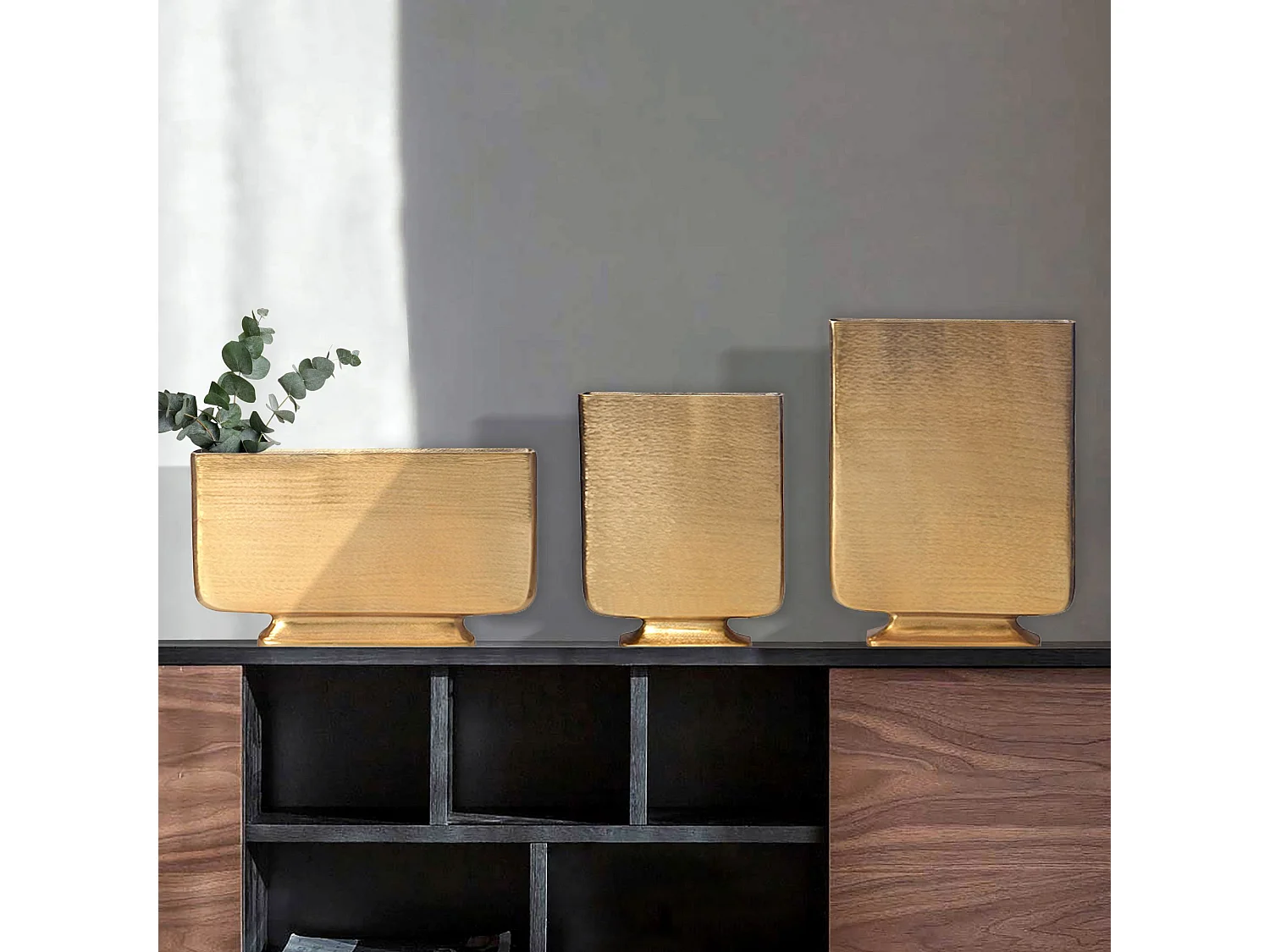 Vase Décorative Lot de 3 Aluminium Fleurs Décoration Intérieure Moderne