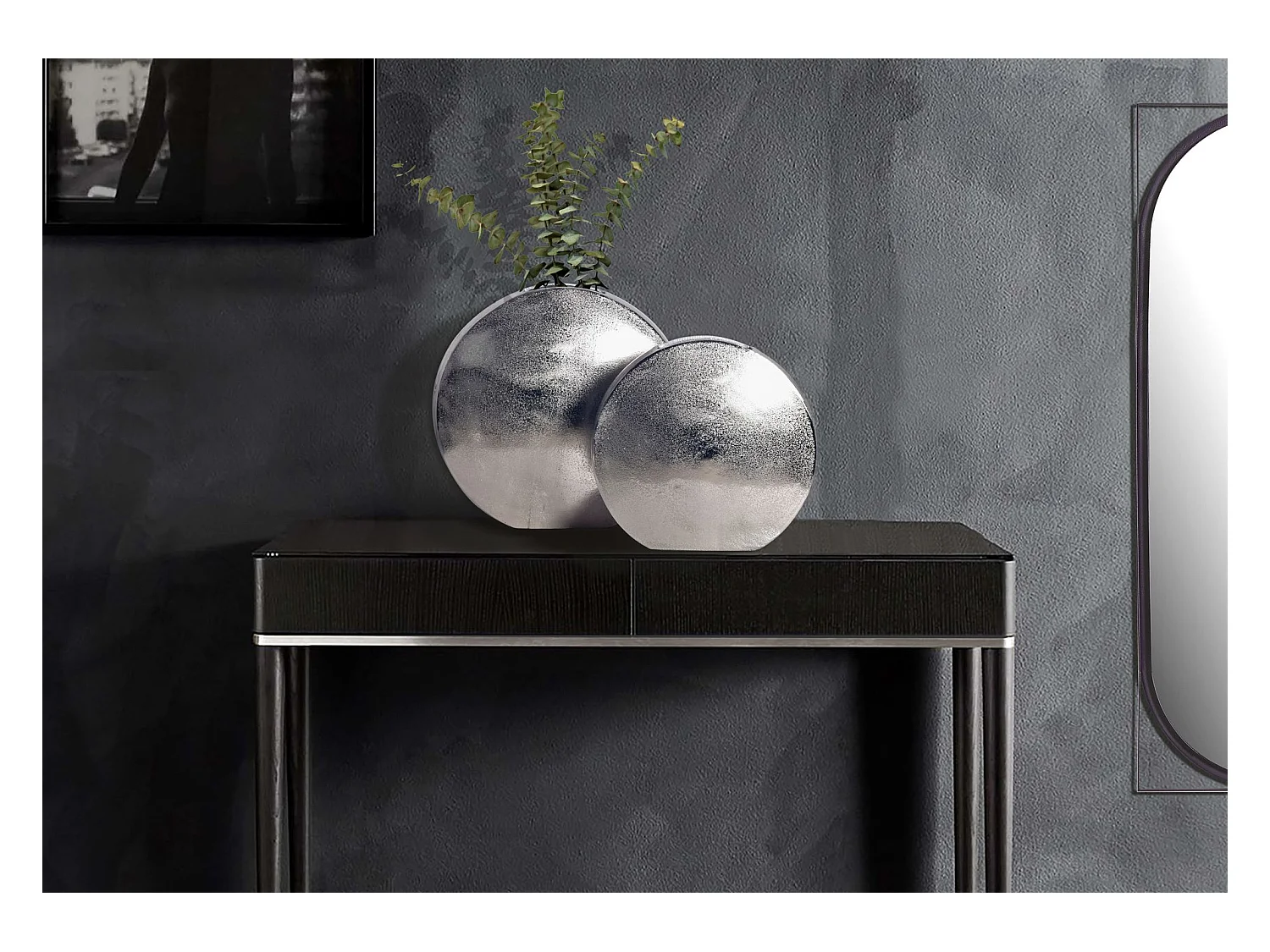 Vase Décorative Lot de 2 Aluminium Moderne Fleurs Décoration Intérieure