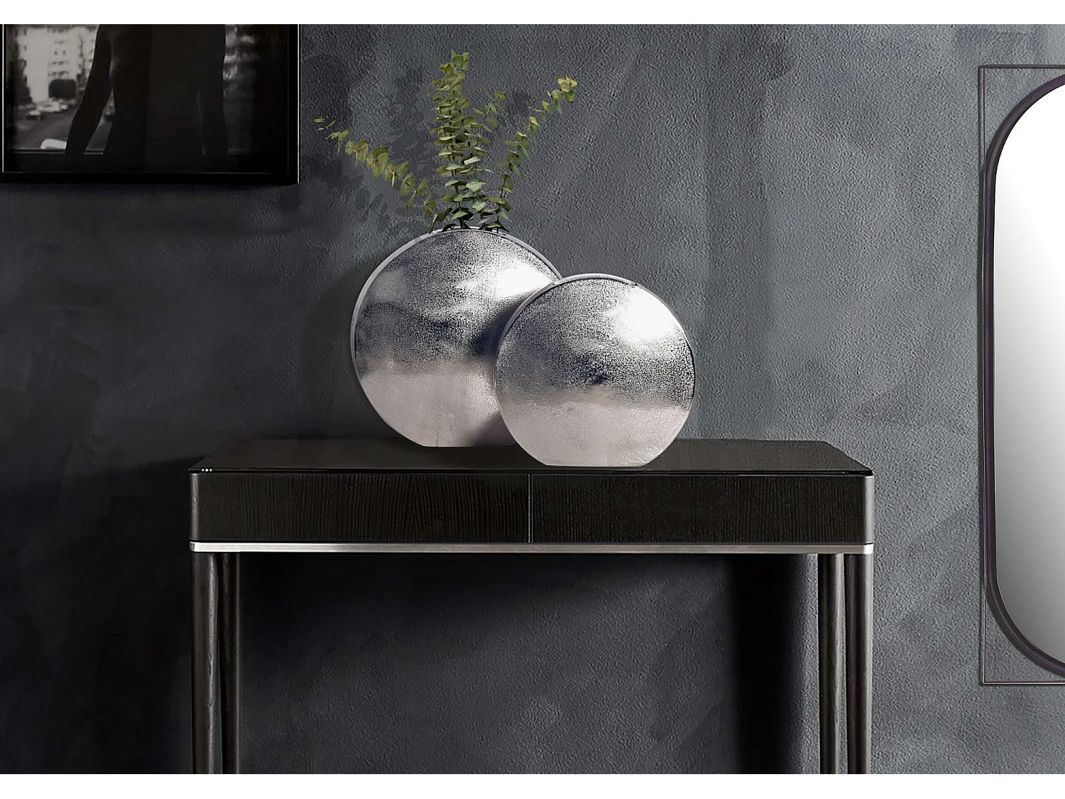 Vase Décorative Lot de 2 Aluminium Moderne Fleurs Décoration Intérieure