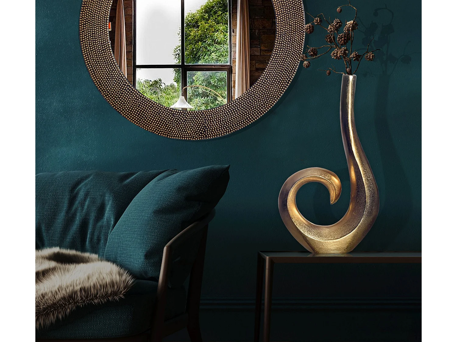 Vase Déco Spirale 47 cm Aluminium Fleurs Moderne Intérieure Petite