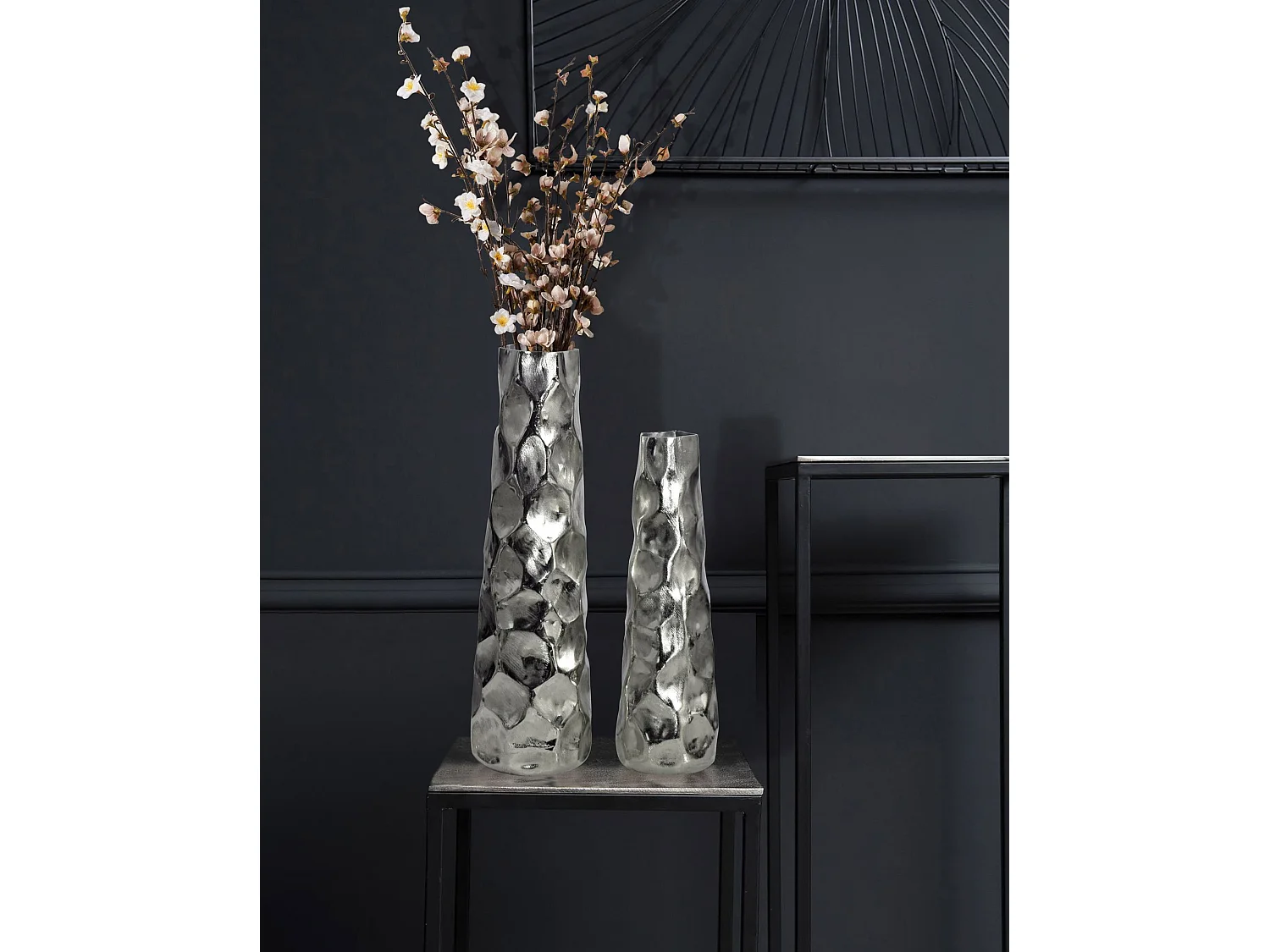 Vase Décorative Lot de 2 Aluminium Fleurs Décoration Intérieure Moderne