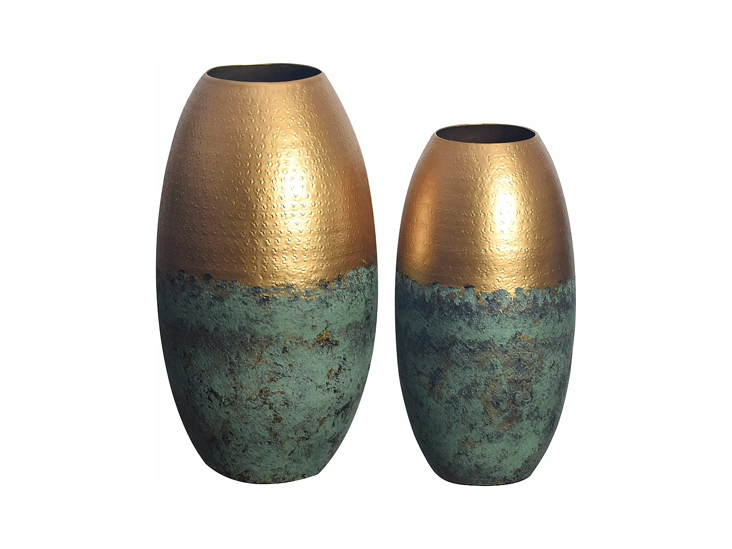 Vase Décorative Lot de 2 Aluminium Or Patiné Fleurs Décoration Moderne