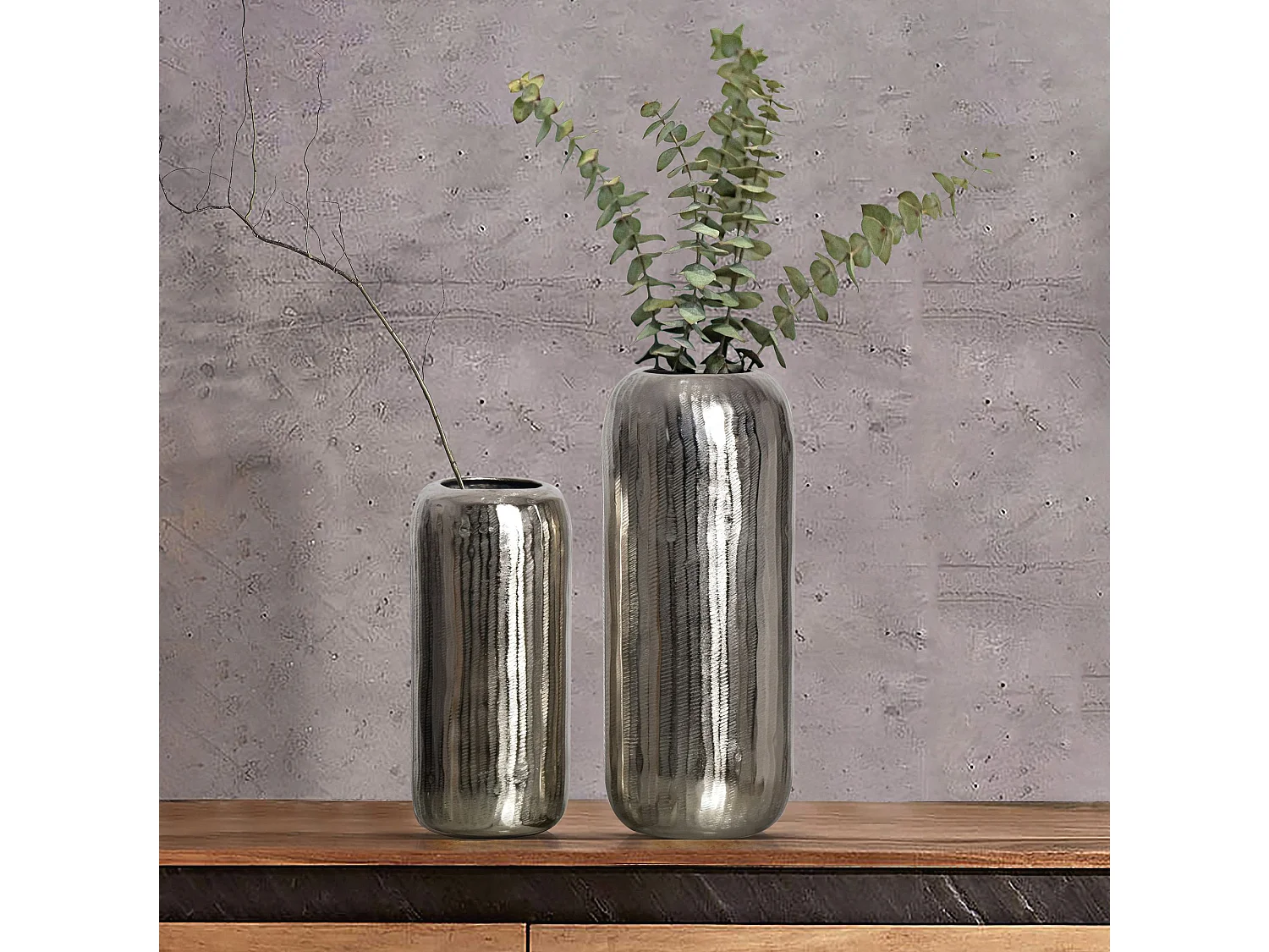 Vase Décorative Lot de 2 Aluminium Fleurs Décoration Intérieure Moderne