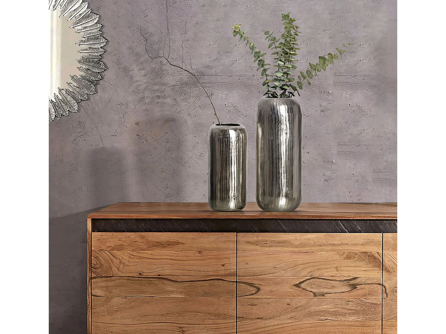 Vase Décorative Lot de 2 Aluminium Fleurs Décoration Intérieure Moderne