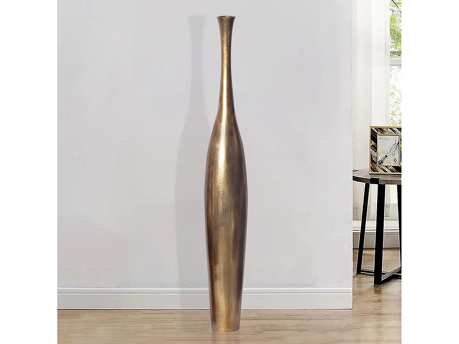 Vase à Fleurs Décorative Aluminium Grand de Sol Métal doré XXL Moderne