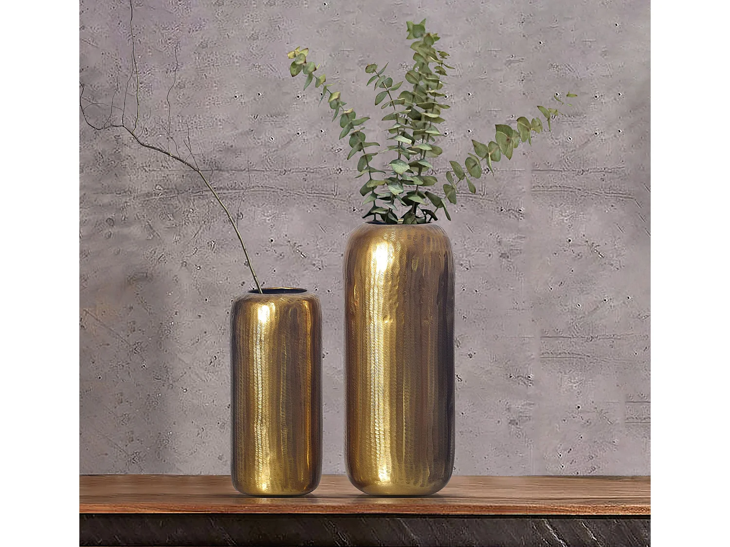 Vase Décorative Lot de 2 Aluminium Fleurs Décoration Intérieure Moderne