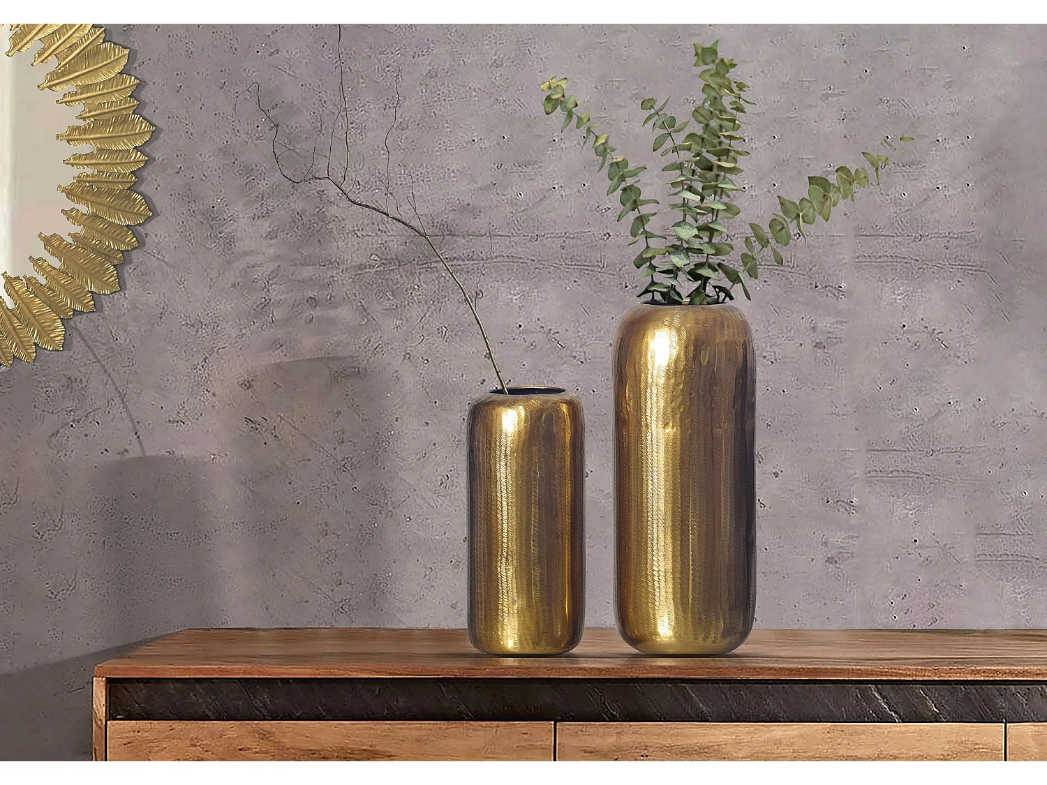 Vase Décorative Lot de 2 Aluminium Fleurs Décoration Intérieure Moderne