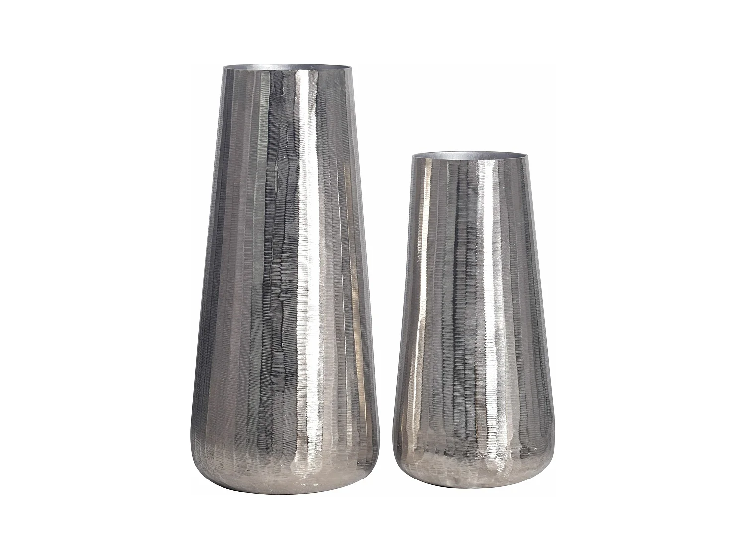 Lot de 2 Vases Déco Aluminium Argenté Vase Ronde Décoration Moderne