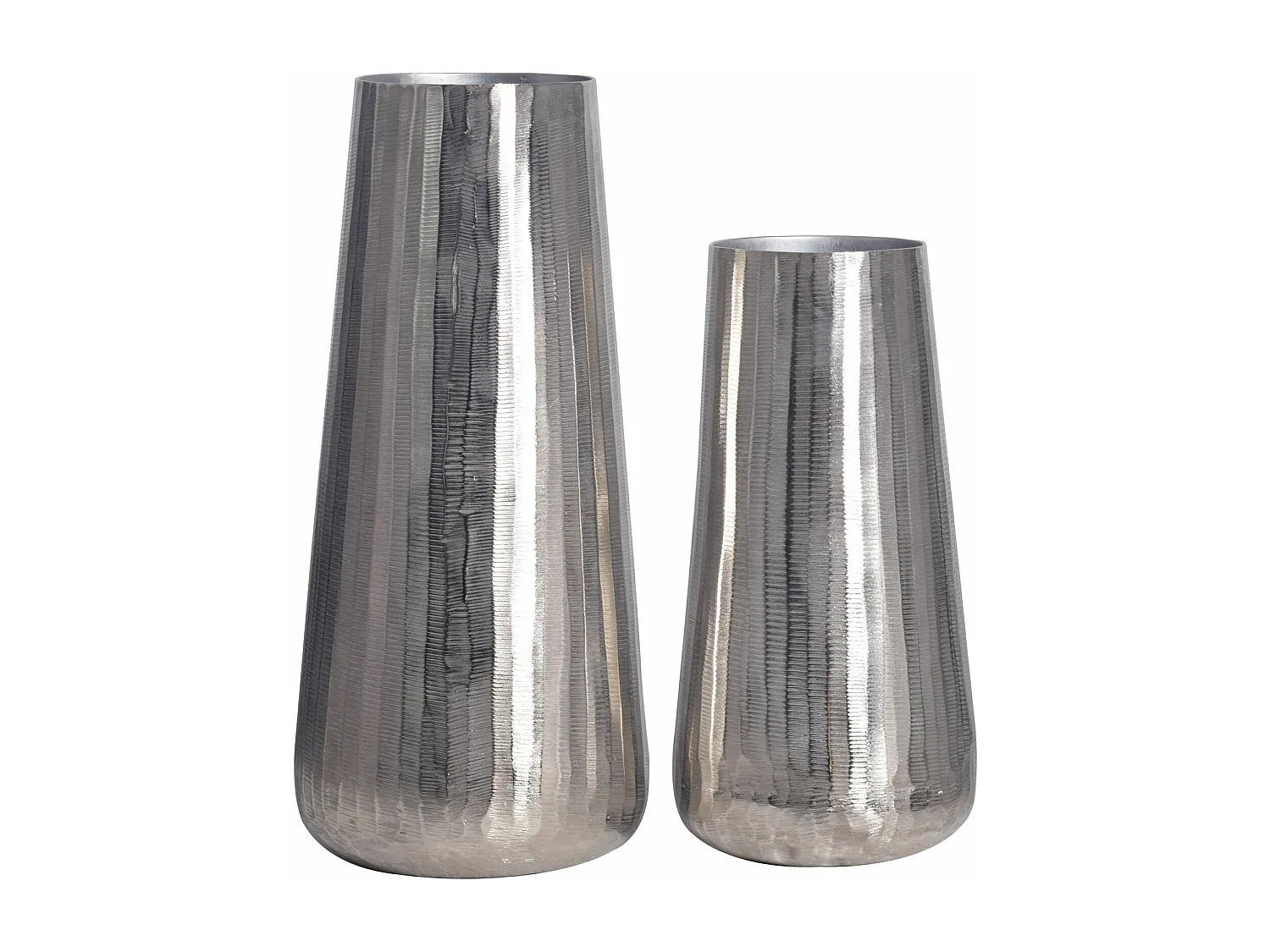 Lot de 2 Vases Déco Aluminium Argenté Vase Ronde Décoration Moderne