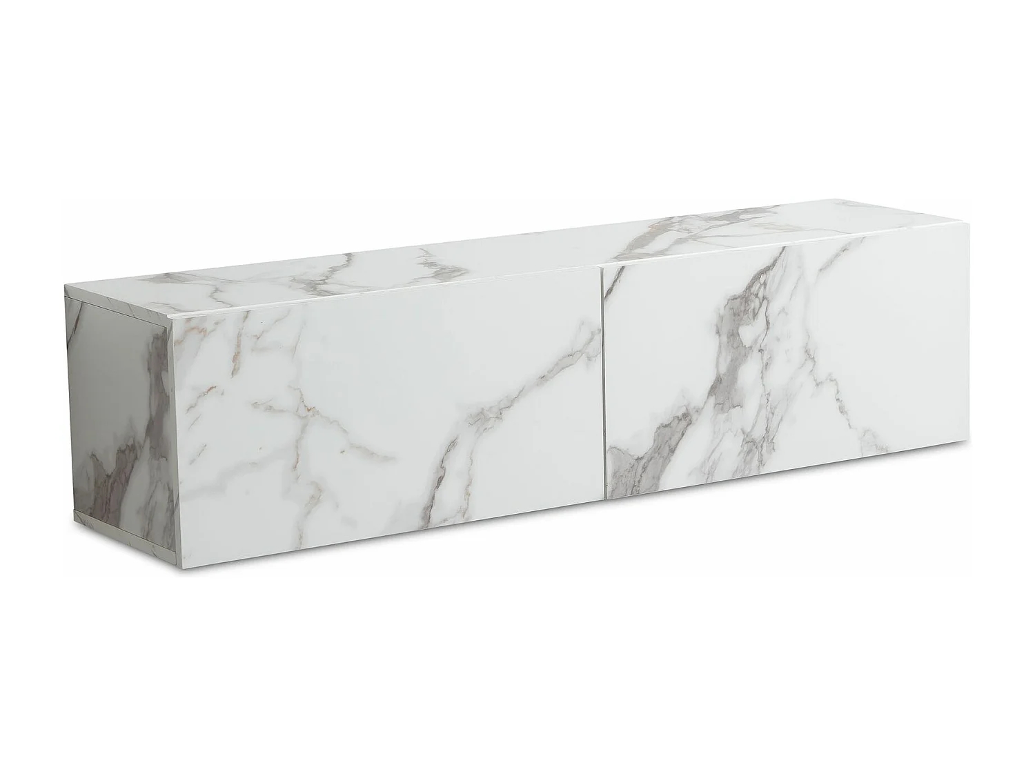 Meuble TV Suspendu 120 cm Lowboard Aspect Marbre Commode TV Mural