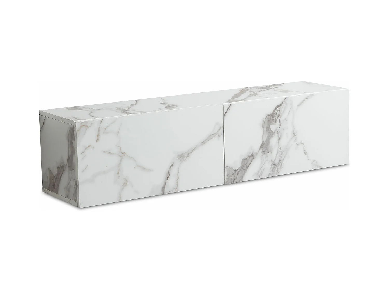 Meuble TV Suspendu 120 cm Lowboard Aspect Marbre Commode TV Mural