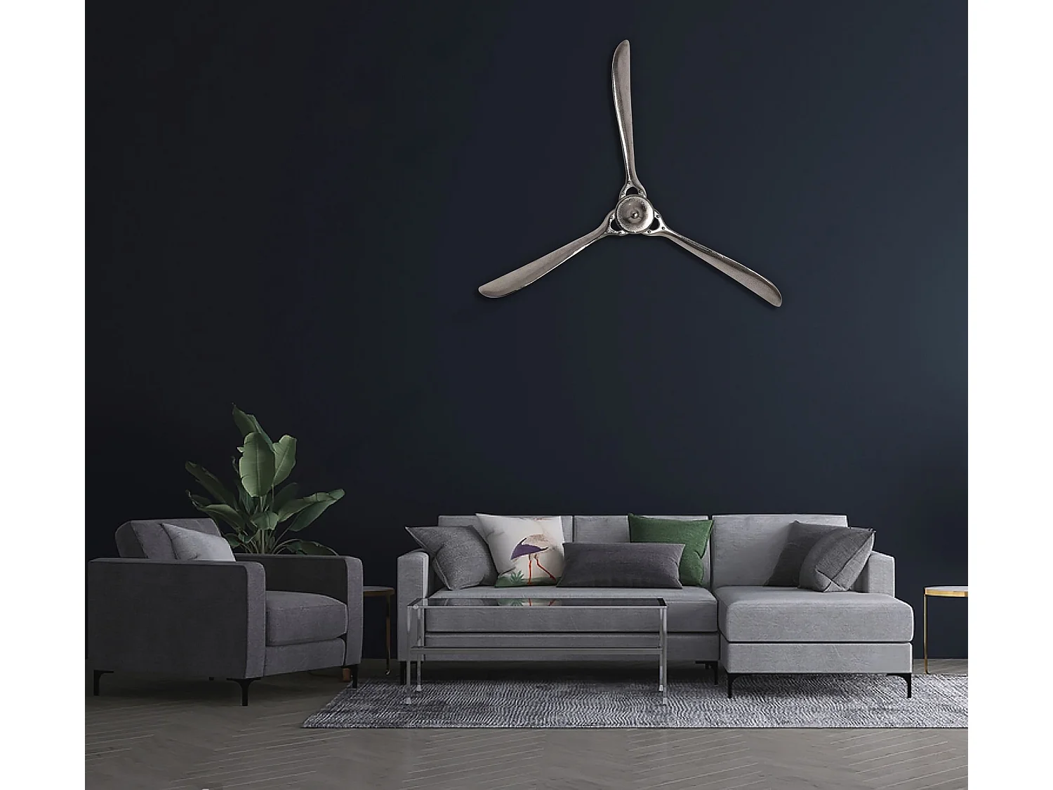 Hélice Murale Déco 85 cm Métal Sculpture Murale Décoration Moderne