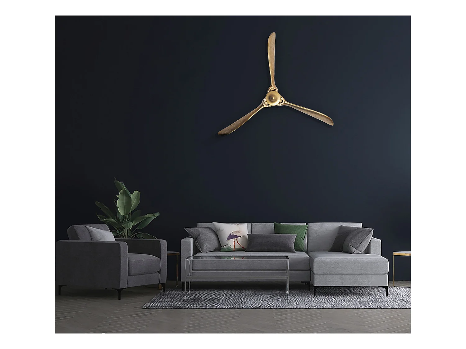 Hélice Murale Déco 85 cm Métal Sculpture Murale Décoration Moderne