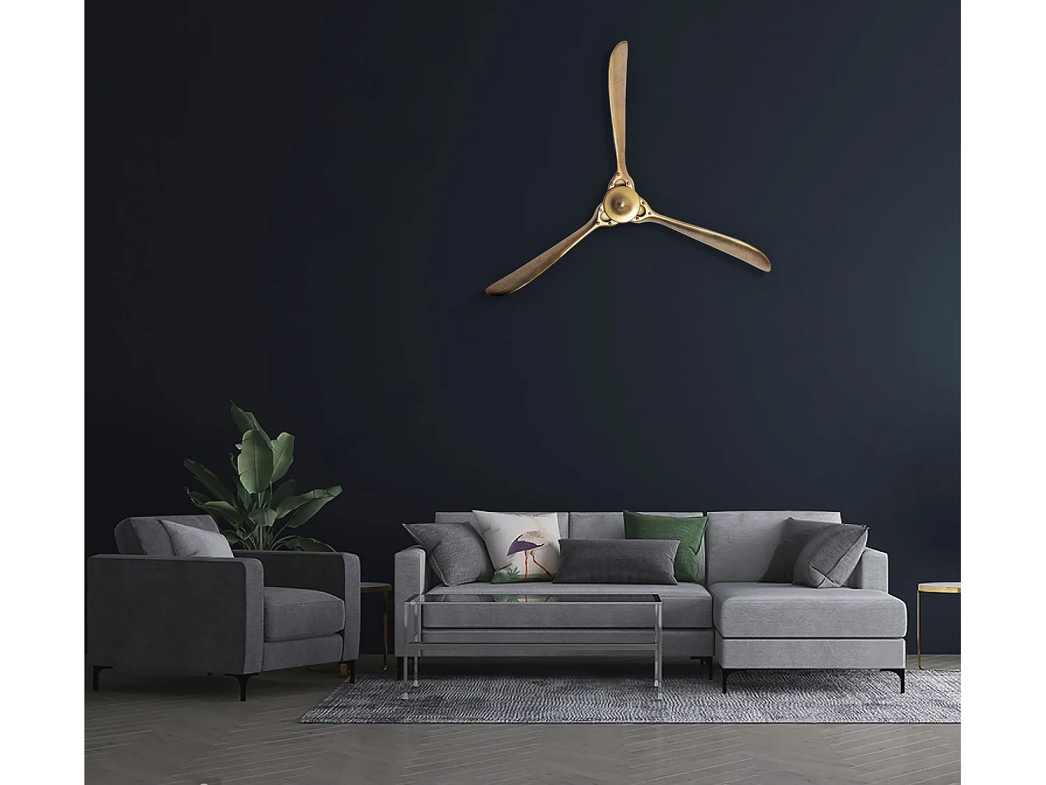 Hélice Murale Déco 85 cm Métal Sculpture Murale Décoration Moderne