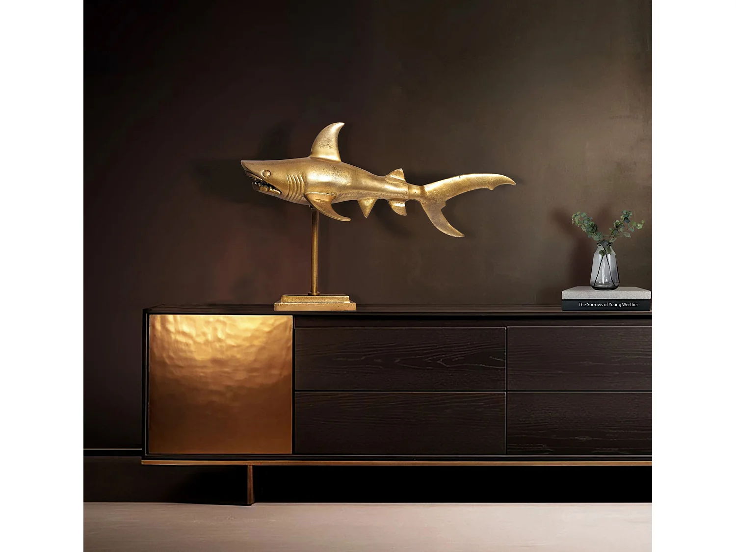 Figurine Requin 70 cm Aluminium Design Marin Moderne Intérieur Sculpture