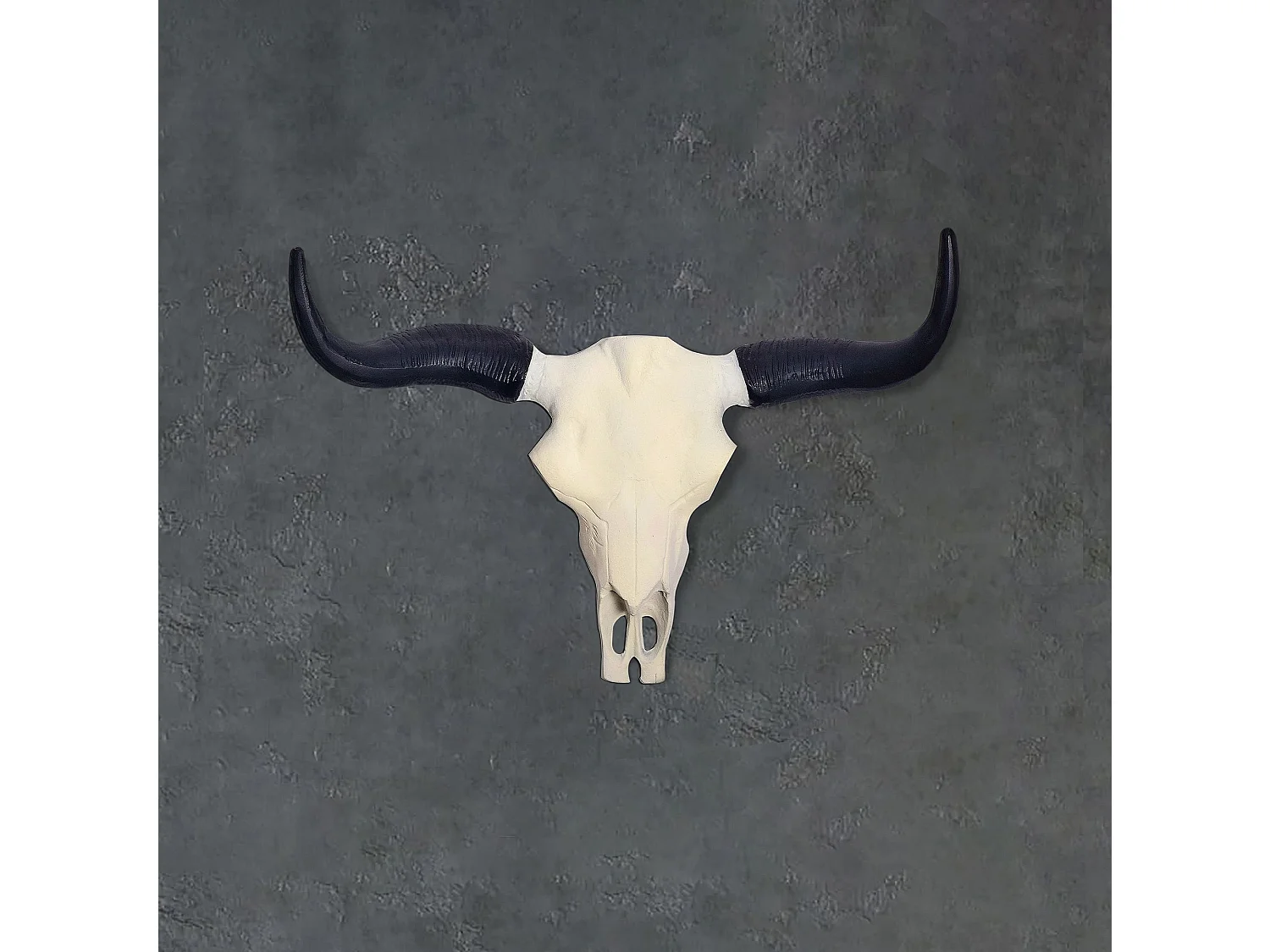 Crâne Décoratif de Buffle Blanc 55,5 cm Aluminium Tête de Taureau