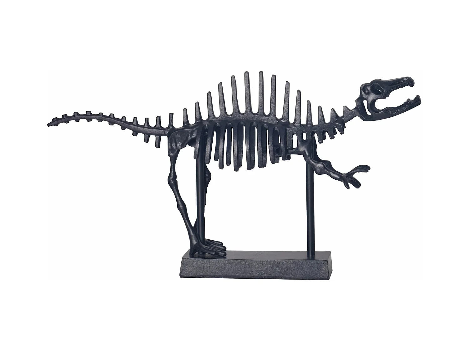 Figurine Déco T-Rex Aluminium Noir Statue Dinosaure 62 cm Décoration