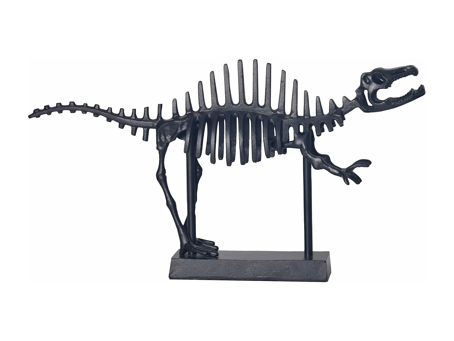 Figurine Déco T-Rex Aluminium Noir Statue Dinosaure 62 cm Décoration