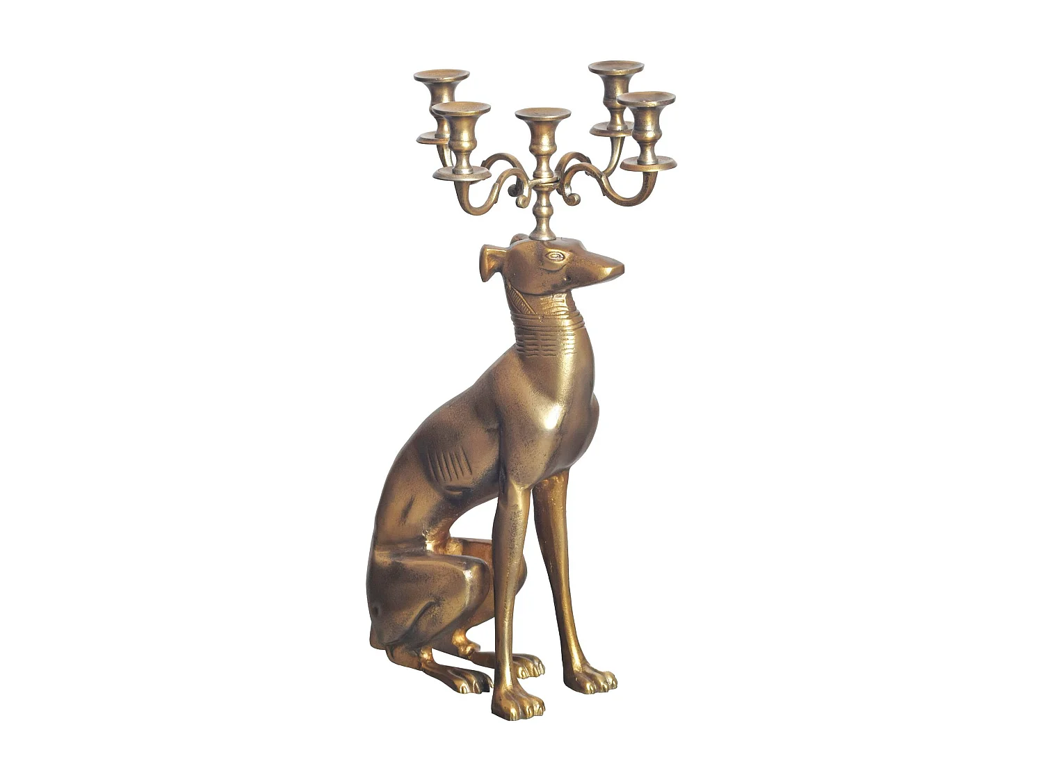 Chandelier Lévrier Aluminium 69 cm Doré Bougeoir Porte-Bougie Moderne