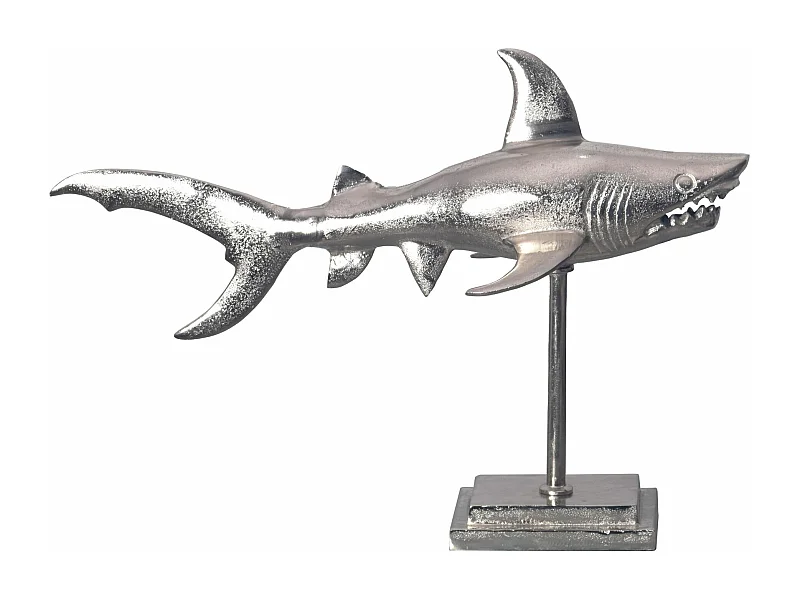 Figurine Requin 70 cm Aluminium Design Marin Moderne Intérieur Sculpture