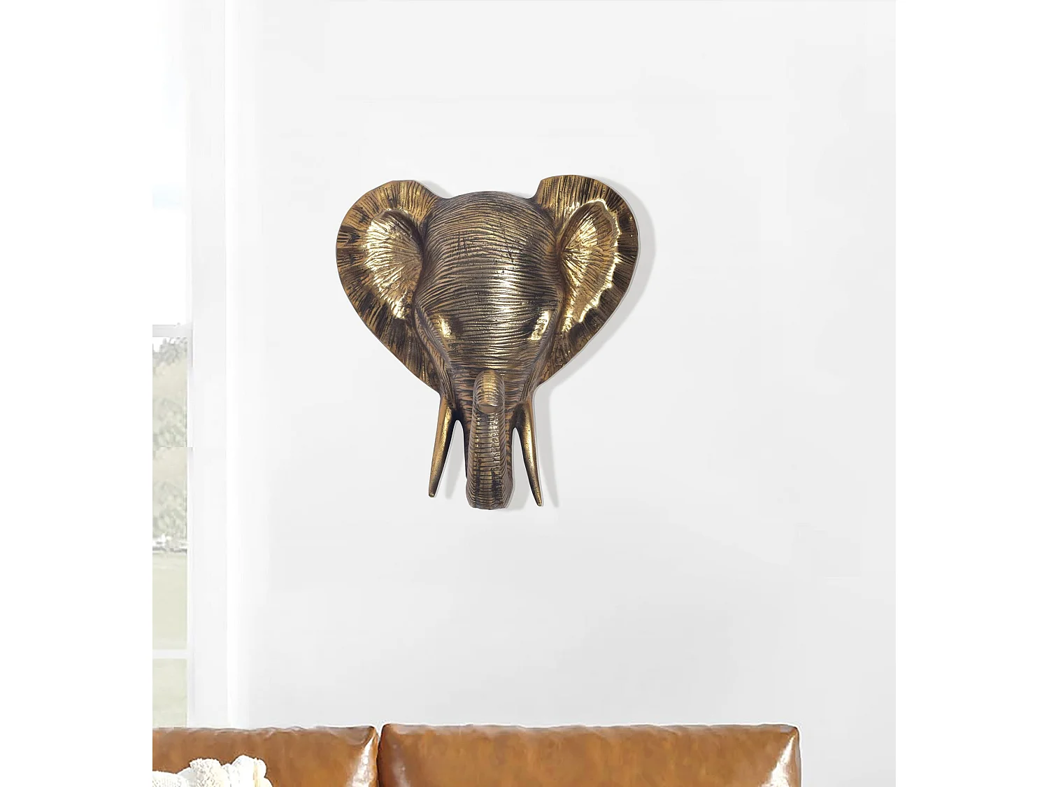 Décoration Murale Éléphant 41 cm Aluminium Or Afrique Décoration Moderne