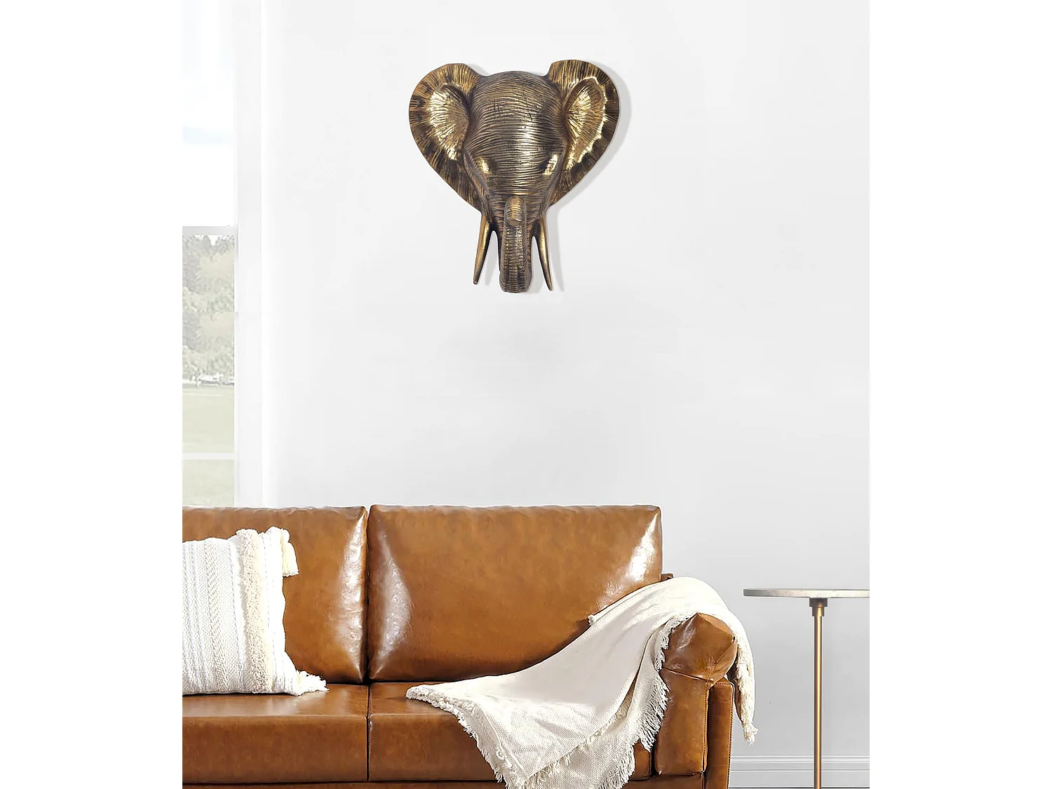 Décoration Murale Éléphant 41 cm Aluminium Or Afrique Décoration Moderne