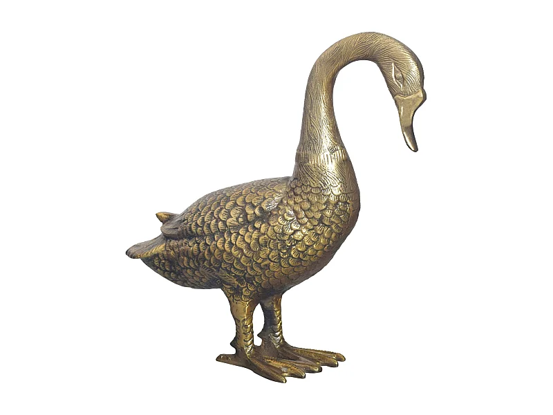 Figurine Déco Oie Aluminium Doré 46 cm Objet Design Maison Moderne