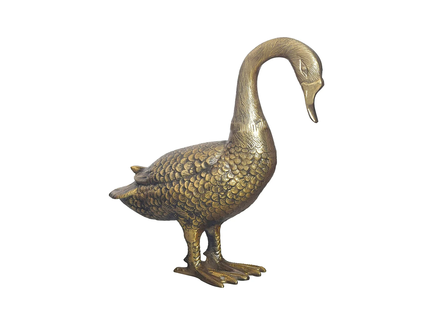 Figurine Déco Oie Aluminium Doré 46 cm Objet Design Maison Moderne