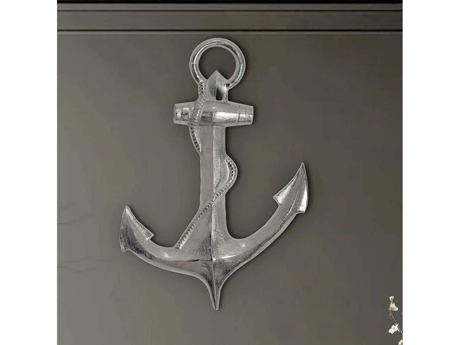 Ancre Déco 70 cm Argent Grande Sculpture Aluminium Décoration Murale