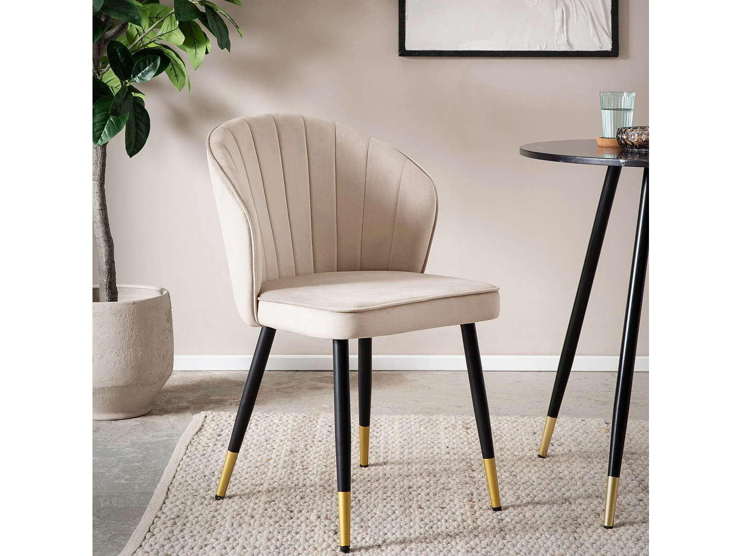 Lot de 2 Chaises de Salle à Manger Cuisine Velours Scandinave Coque