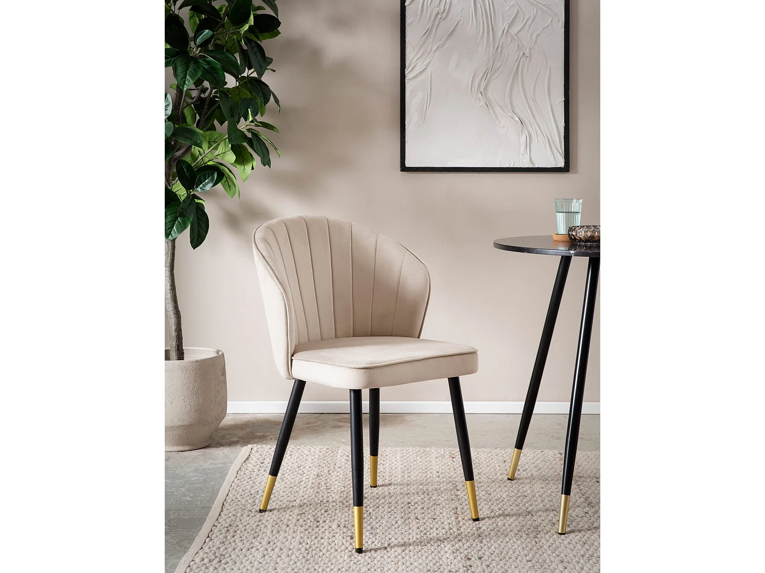 Lot de 2 Chaises de Salle à Manger Cuisine Velours Scandinave Coque