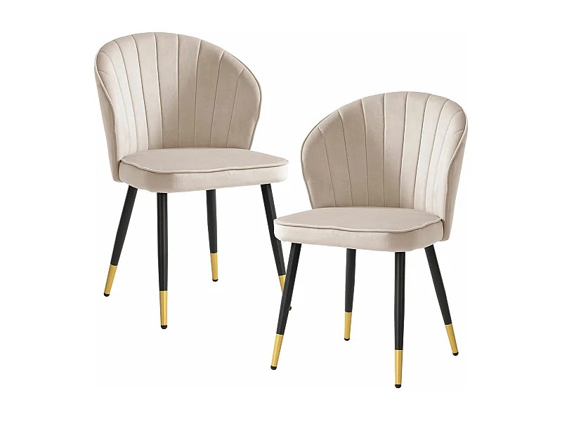 Lot de 2 Chaises de Salle à Manger Cuisine Velours Scandinave Coque