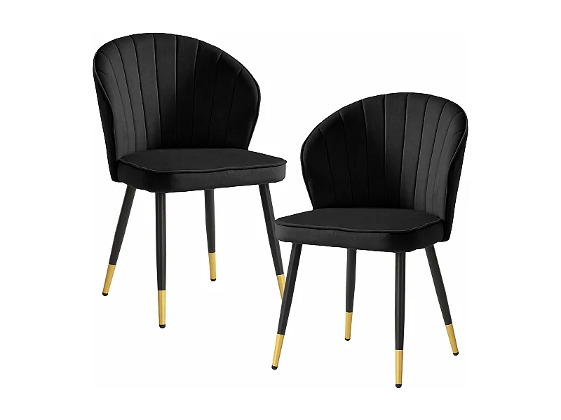 Lot de 2 Chaises de Salle à Manger Cuisine Velours Scandinave Coque