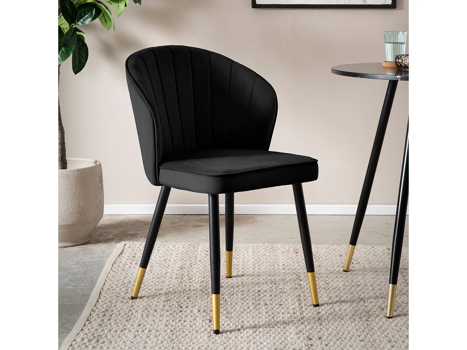 Lot de 2 Chaises de Salle à Manger Cuisine Velours Scandinave Coque