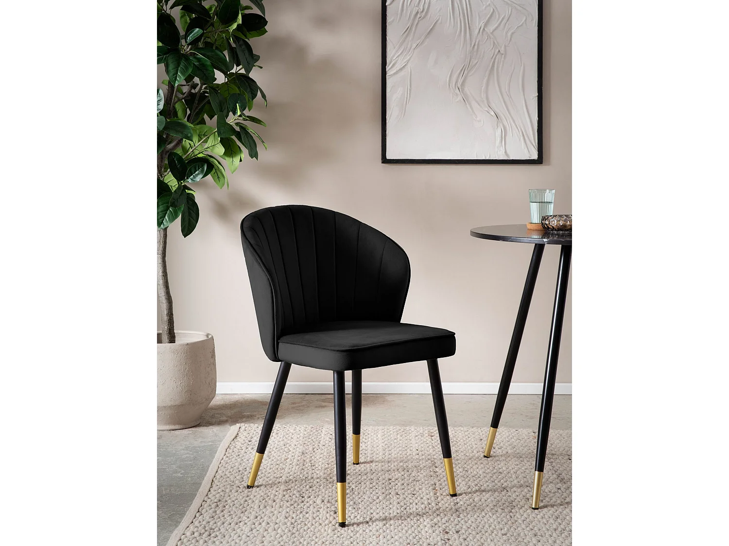 Lot de 2 Chaises de Salle à Manger Cuisine Velours Scandinave Coque