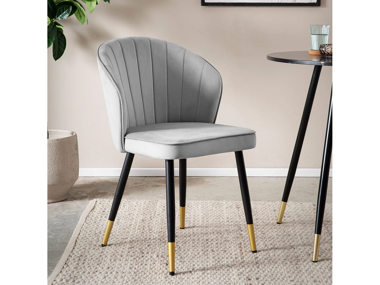 Lot de 2 Chaises de Salle à Manger Cuisine Velours Scandinave Coque