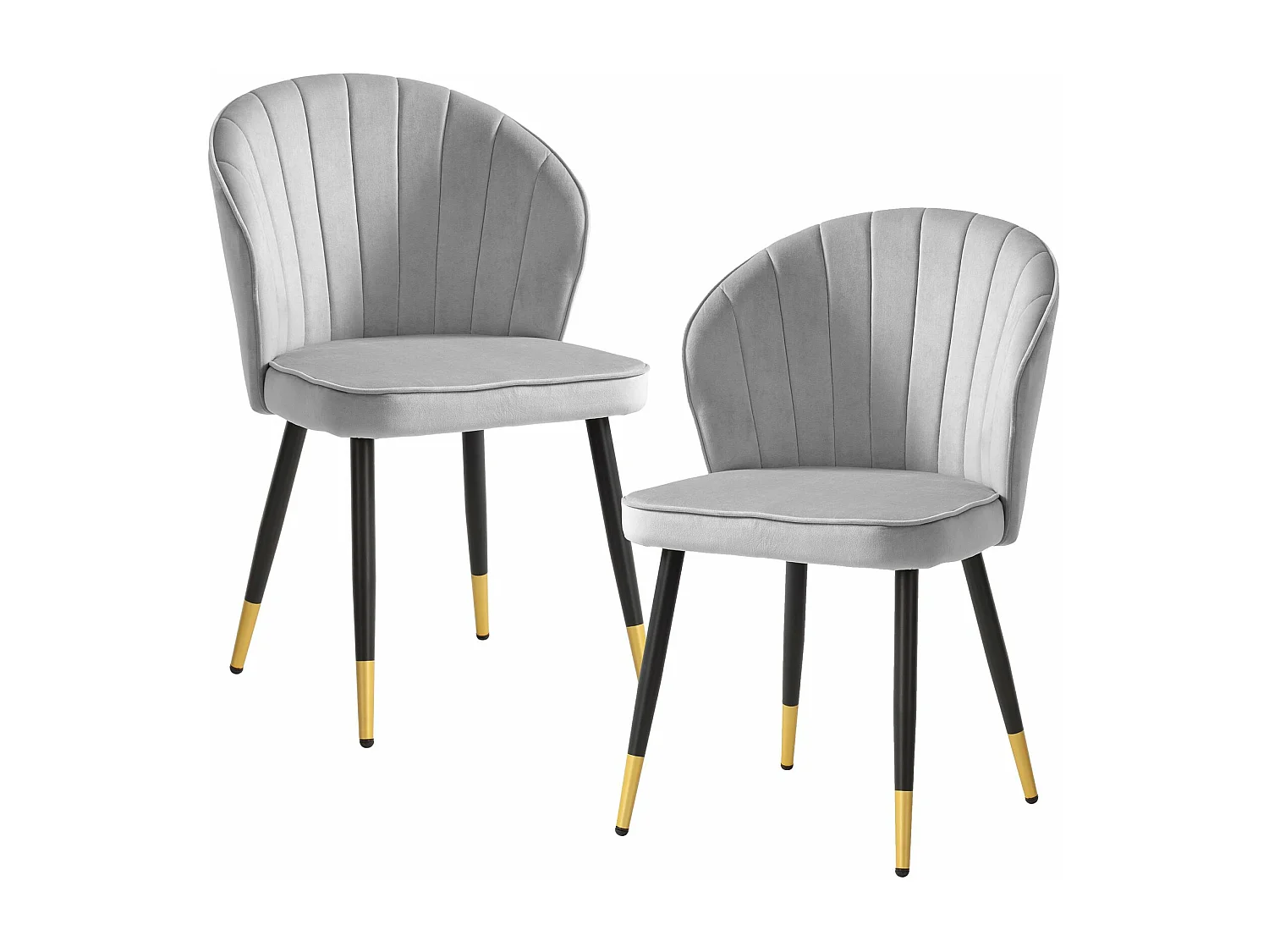 Lot de 2 Chaises de Salle à Manger Cuisine Velours Scandinave Coque