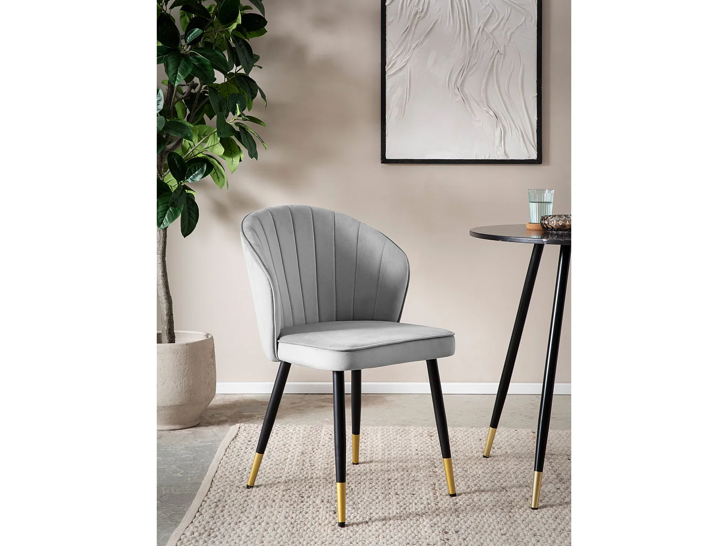 Lot de 2 Chaises de Salle à Manger Cuisine Velours Scandinave Coque